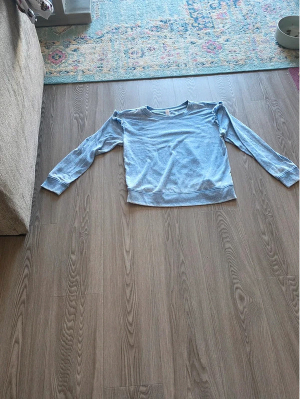 Old Navy Light Blue Crewneck Sweatshirt with Ruffle Detail